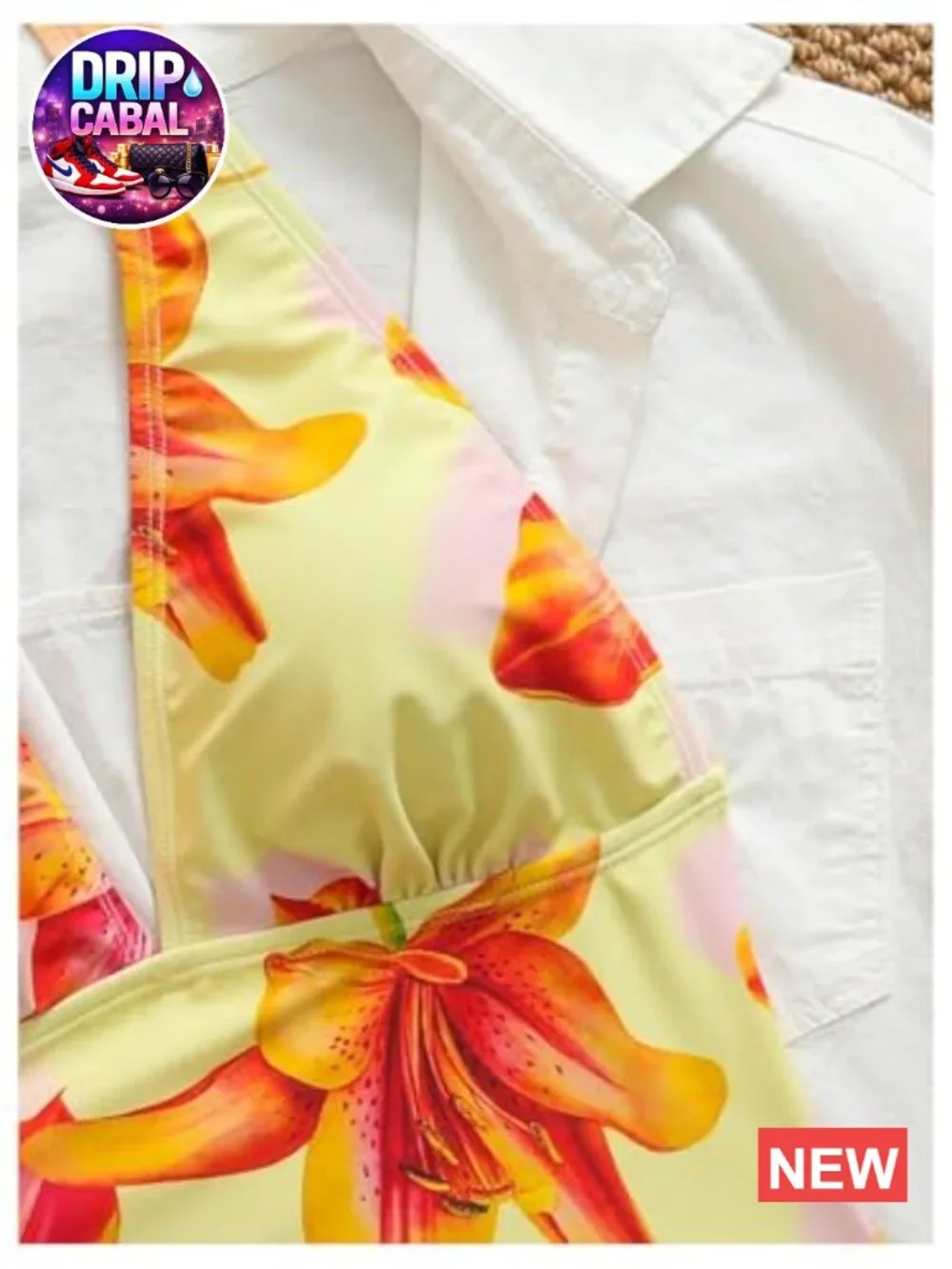 Women's 2 Piece Tankini Set Floral Print Halter V Neck Tie Back Bathing Suits